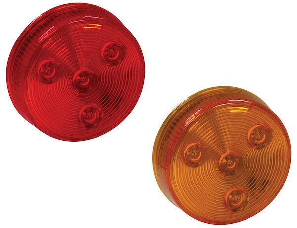 2.5 Inch Red Round Clearance/Marker Light Kit with 4 LEDs (PL-10 Connection, Includes Grommet and Plug) - 5622514 - Buyers Products