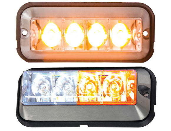 Raised 5 Inch Amber/Clear LED Strobe Light with 19 Flash Patterns - 8891105 - Buyers Products
