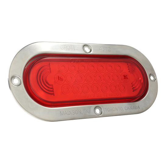 STT Lamp, Red, Supernova® LED Oval Lamp S/S Flange-Mount - 53972 - Grote