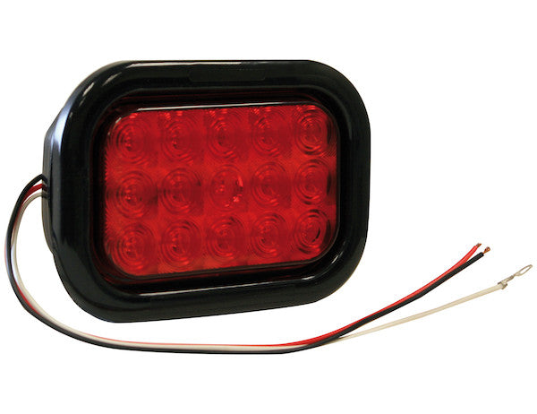 5.375 Inch Red Rectangular Stop/Turn/Tail Light Kit with 15 LEDs (PL-3 Connection, Includes Grommet and Plug) - 5625115 - Buyers Products