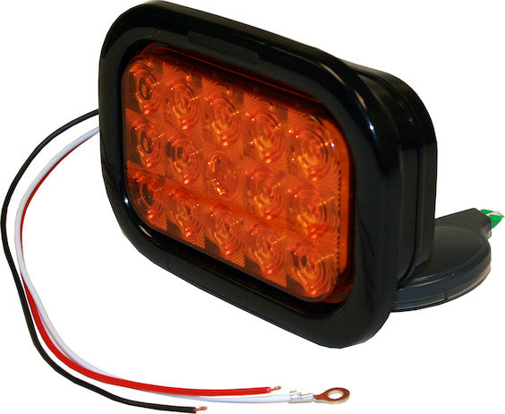 5.375 Inch Amber Rectangular Turn Signal Light Kit with 15 LEDs (PL-3 Connection, Includes Grommet and Plug) - 5625215 - Buyers Products