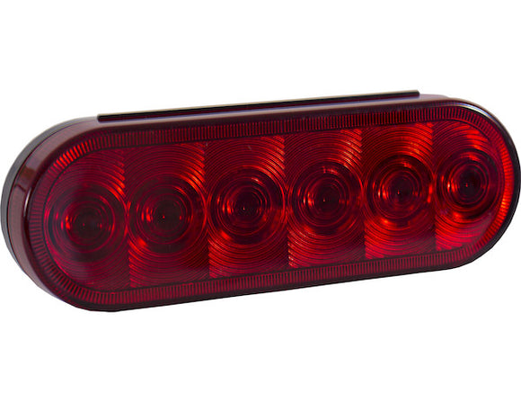 6 Inch Red Oval Stop/Turn/Tail Light With 6 LEDs Kit - Includes Grommet and Plug - 5626157 - Buyers Products
