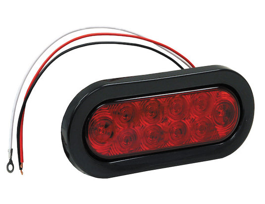 6 Inch  Red Oval Stop/Turn/Tail Light With 10 LEDs (PL-3  Connection) - Bulk - 5626550 - Buyers Products