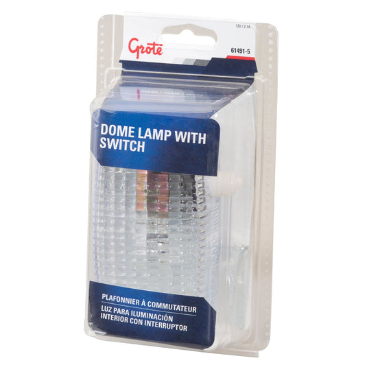 Dome/Interior Lamp,Clear, Dome Lamp W/Switch, Retail Pack - 61491-5 - Grote