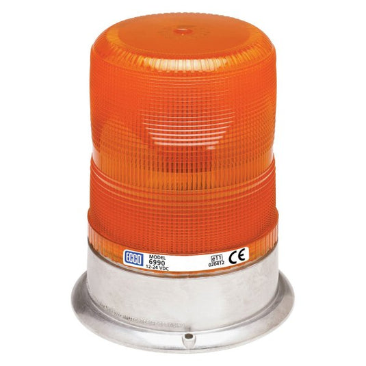 Strobe Beacon: i.beam, high profile, 12-24VDC, 15 or 20 joules, double or quad flash, high intensity, amber - 6990A - Ecco