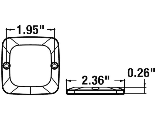 Ultra Thin Square 2 Inch LED Strobe Light - Clear - 8892141 - Buyers Products