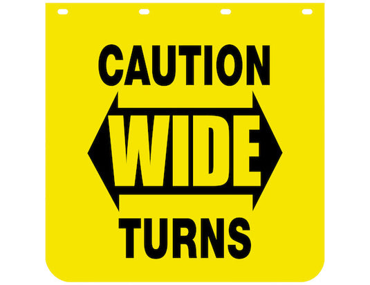 Caution Wide Turns Yellow Polymer Mudflaps 24x30 Inch - B2430YC - Buyers Products