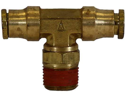 Brass DOT Push-In Swivel Male Branch Tee 1/4 Inch Tube OD x 1/8 Inch Pipe Thread - BBT0M25P125S - Buyers Products