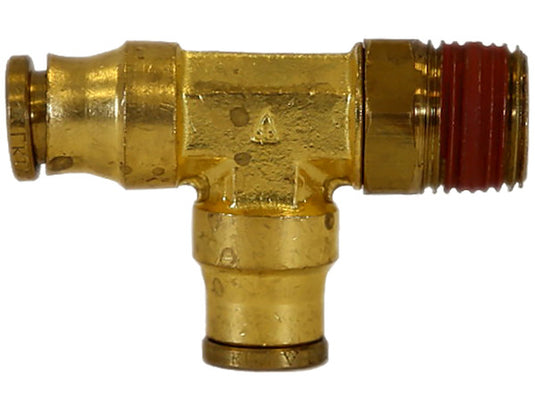 Brass DOT Push-In Male Run Tee 1/4 Inch Tube O.D. x 1/8 Inch Pipe Thread - BRT0M25P125 - Buyers Products