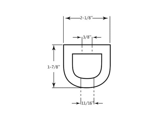 Extruded Rubber D-Shaped Bumper with 2 Holes - 2-1/8 x 1-7/8 x 6 Inch Long - D26U - Buyers Products