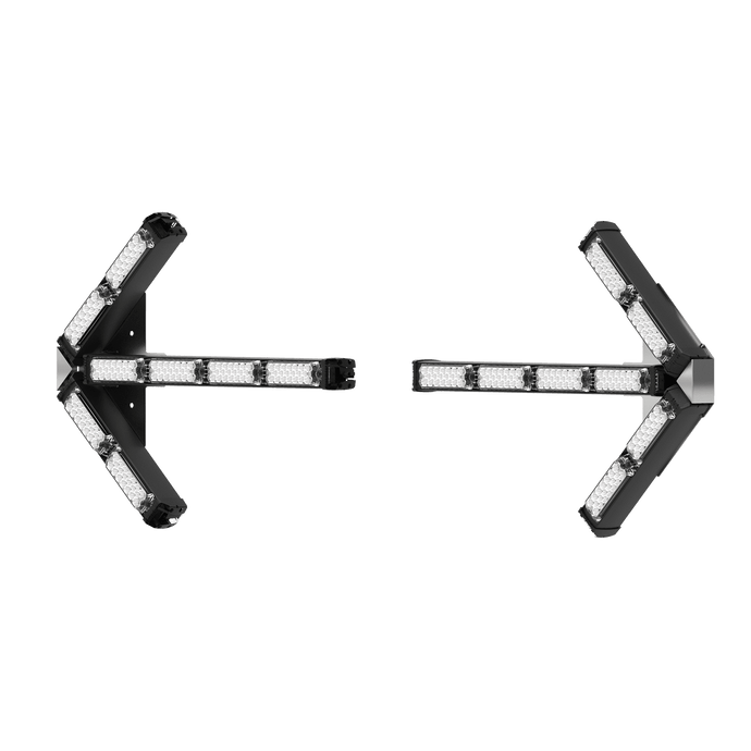 Signal Arrow: Split Safety Arrow, 8 LED per end, 36 flash patterns, in-cab controller, 35' cable, 12-24VDC, amber - ED3307SA - Ecco