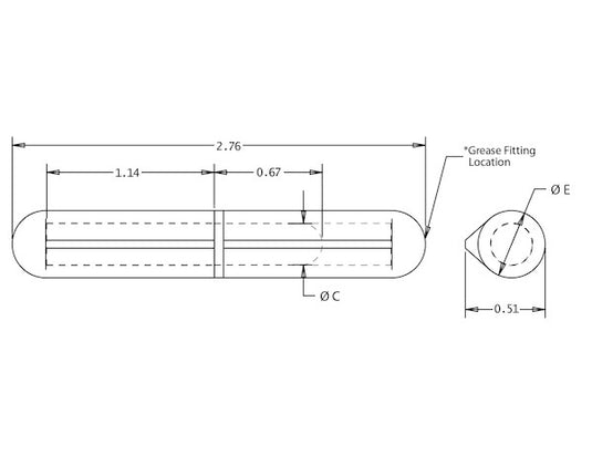 Steel Weld-On Bullet Hinge with Steel Pin and Brass Bushing - 0.51 x 2.76 Inch - FSP070 - Buyers Products