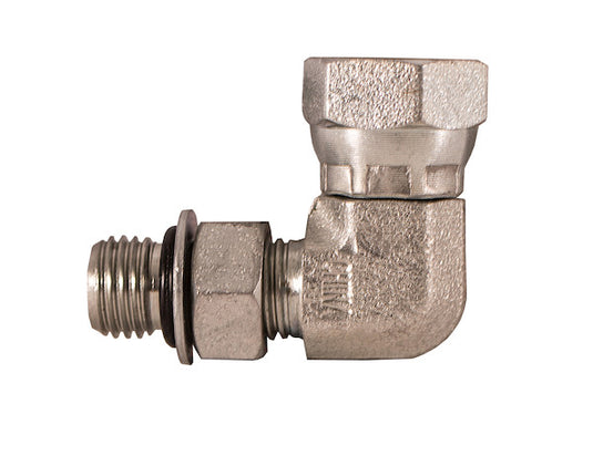 9/16-18 Inch Male Straight Thread 1/2-14 Inch NPSM Female Pipe Swivel 90¬¨√Ü Elbow - H9515X6X8 - Buyers Products