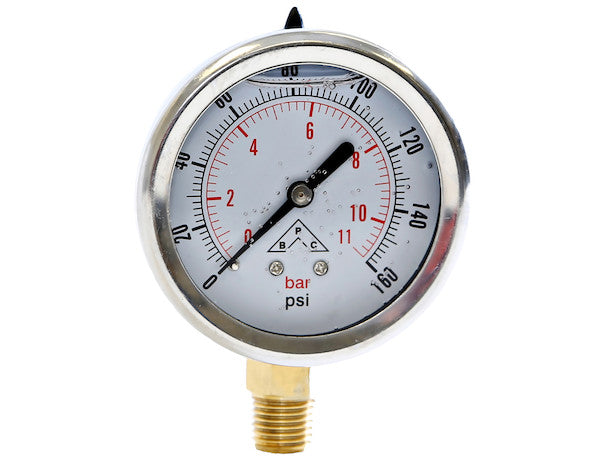 Silicone Filled Pressure Gauge - Stem Mount 0-200 PSI - HPGS200 - Buyers Products