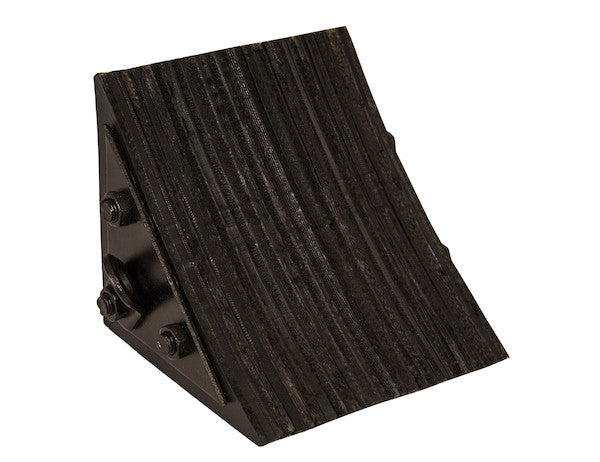 Heavy Duty Rubber Wheel Chock with Retaining Bracket for Chains 8.75x8x8 Inch - WC0888 - Buyers Products