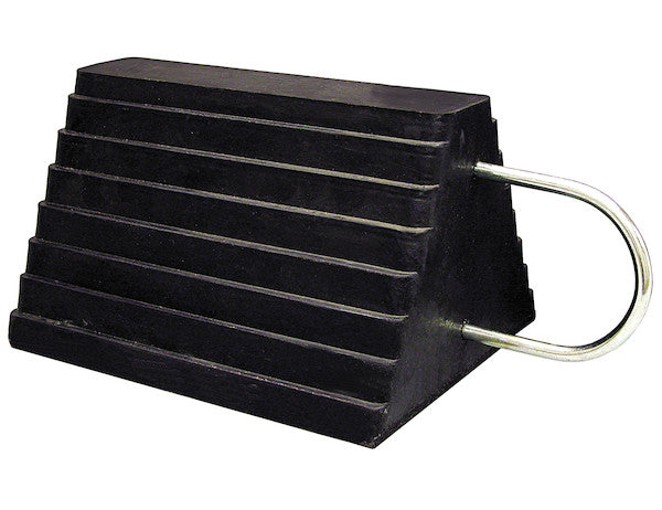 Heavy Duty Rubber Wheel Chock with U-Wire Handle 9.63x7.5x5.88 Inch - WC1086UWH - Buyers Products