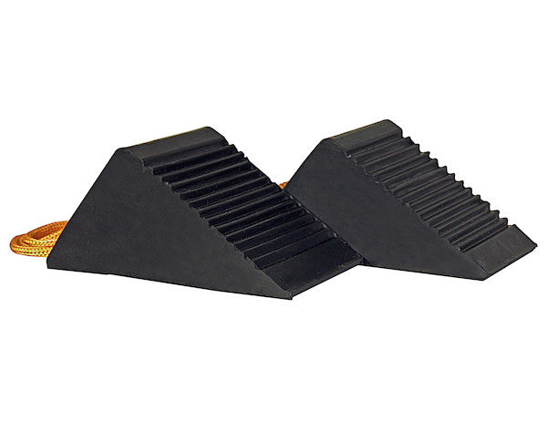 Mini Rubber Wheel Chock Set 3x5x2.25 Inch with 3 Foot Rope - WC35225 - Buyers Products